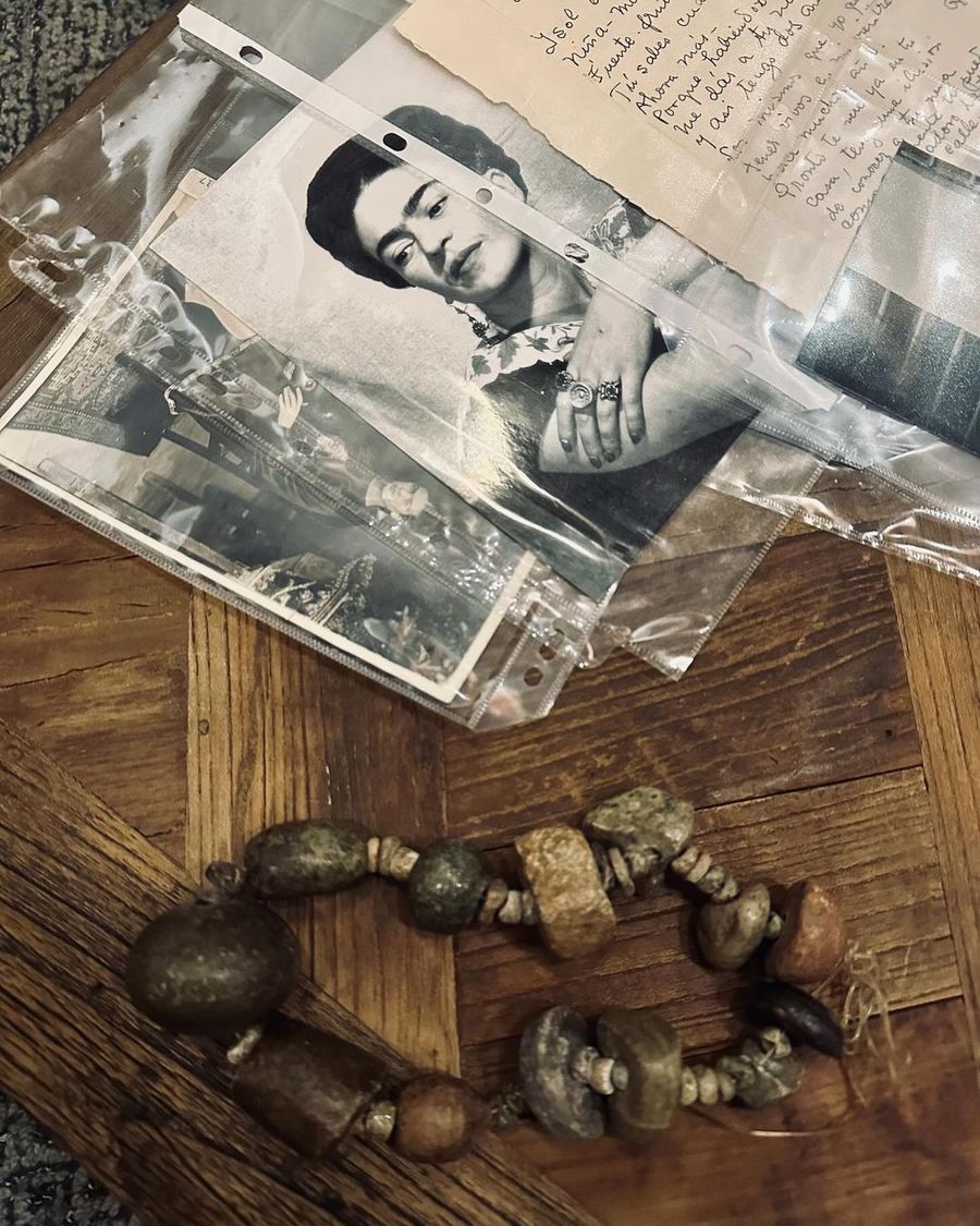 A Beautiful  Souvenir -visiting the family home of my Eternal Muse -Frida Kahlo.In Mexico City For me it was magical to try on her clothes and jewelry, to read her journals and letters and to  look at photos I’d never  seen before. (1).jpg