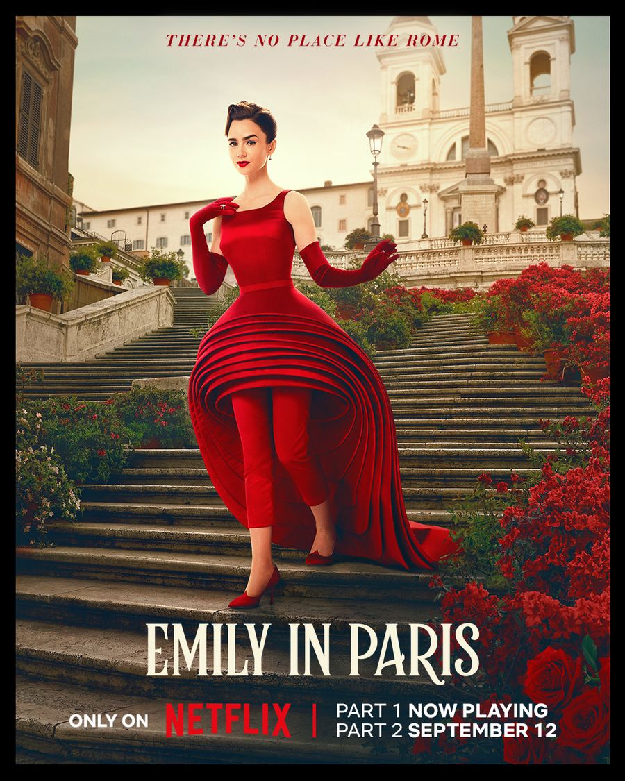 Emily in Paris vestido rojo Lily Collins