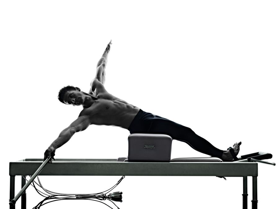 Man,Pilates,Reformer,Exercises,Fitness,Isolated