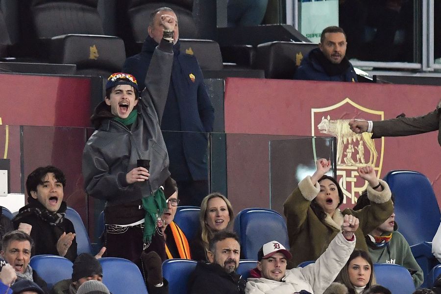 Timothee Chalamet and Edward Norton at AS Roma v Genoa CFC, Serie A, Football, Rome, Italy - 17 Jan 2025