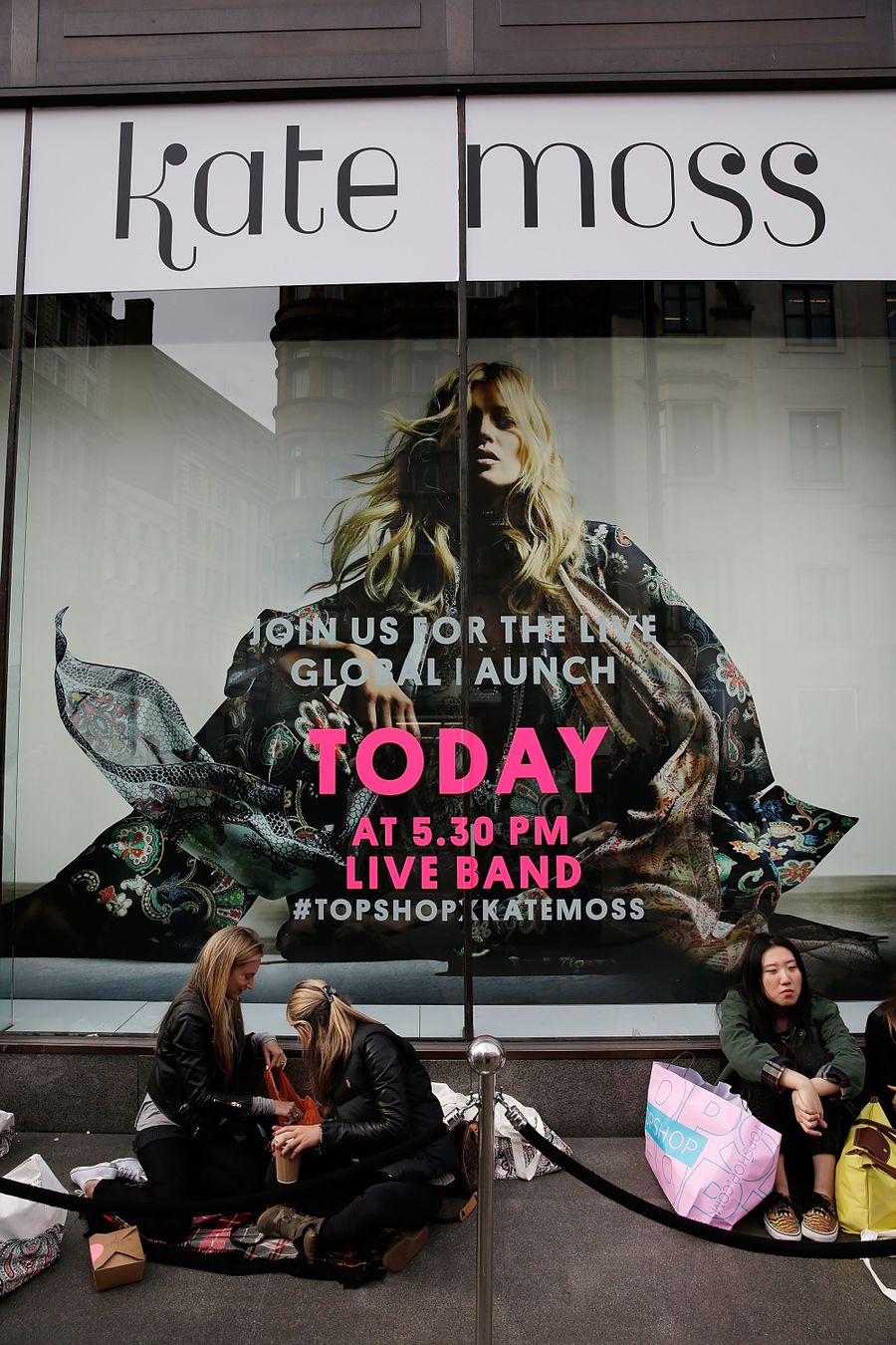 Shoppers Queue For The Launch Of Kate Moss Collection For Topshop