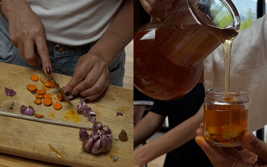 Aprendimos a hacer una miel medicinal con ajo y cúrcuma