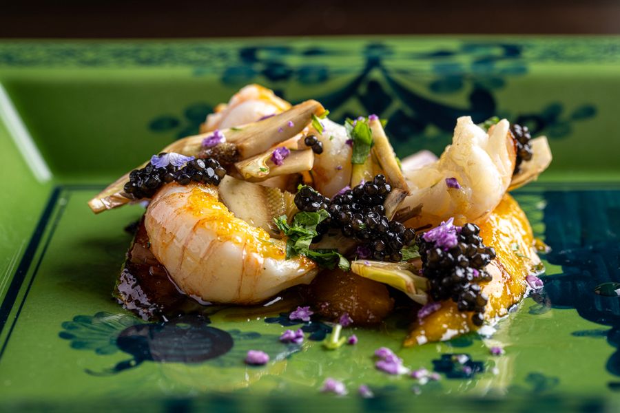 RFH_Cafe_Ginori_at_Hotel_de_la_Ville_Chef_Pierangelini_Scampi_caramelized_mango_from_Sciacca_artichokes_Asetra_caviar_H4A9947.jpg